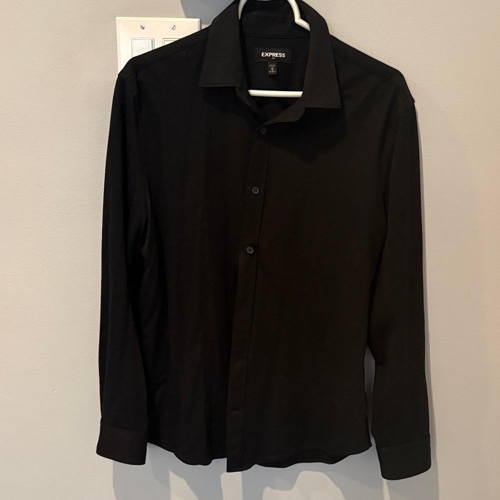 Express Men's Sleek Black Button-Up Shirt